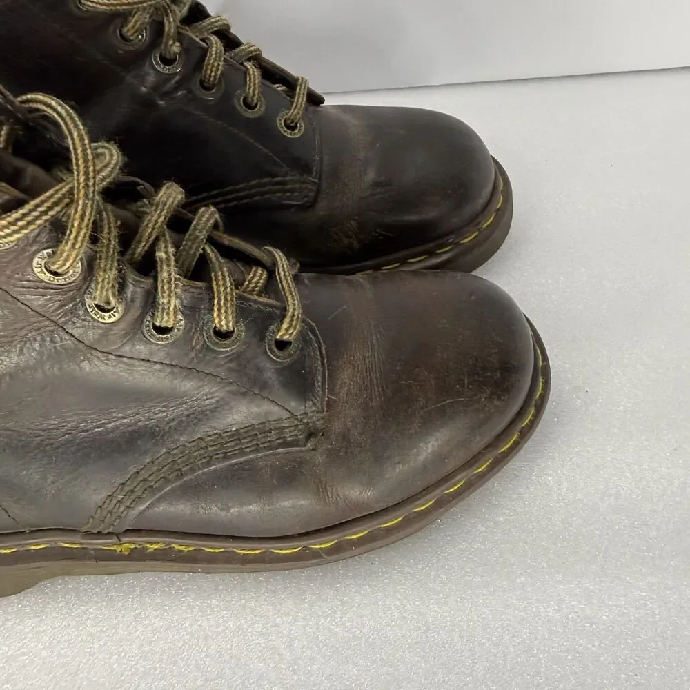 Vintage Dr Martens Leather Boots Brown Mens Size 6 Made in England 90s 6 Eyelet